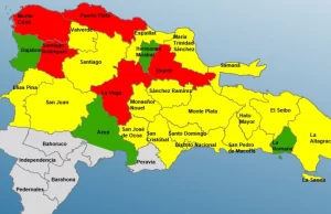 COE: cinco provincias alerta roja, 18 amarilla y cuatro verde