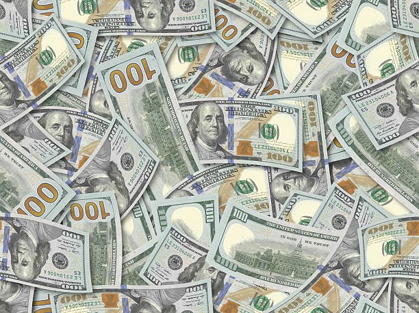 New One Hundered Dollar Bills in a Tiled Image.